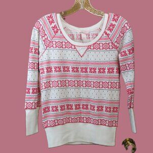 Victoria's Secret Long John PJs White/Pink/Grey Top & Bottom Size XS